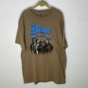 BONE THUGZ N HARMONY Brown and Blue Embellished Unisex Style Oversized Top M/L